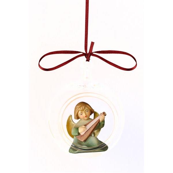Angel in glass ball with lute - color