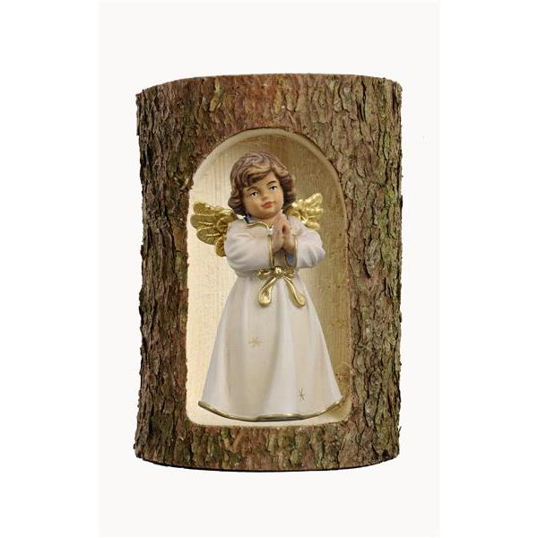 Bell angel, stand. praying in a tree trunk - color