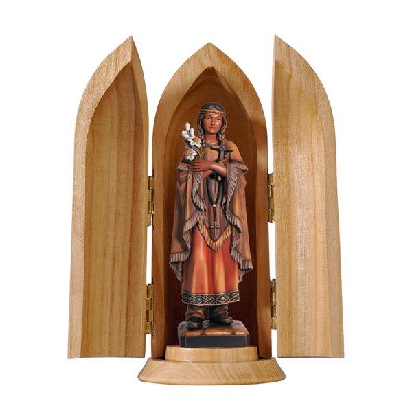 St. Kateri Tekakwitha in niche - color