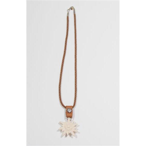 Edelweiss necklace/genuine leather decor - natural