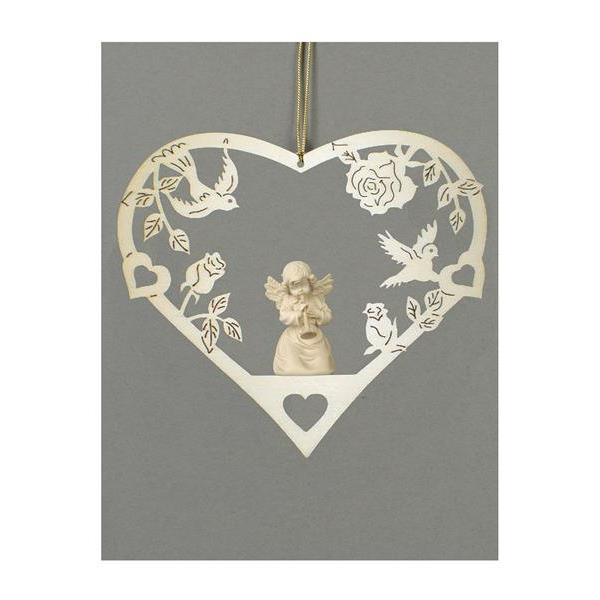 Heart-Bell angel with trumpet - natural