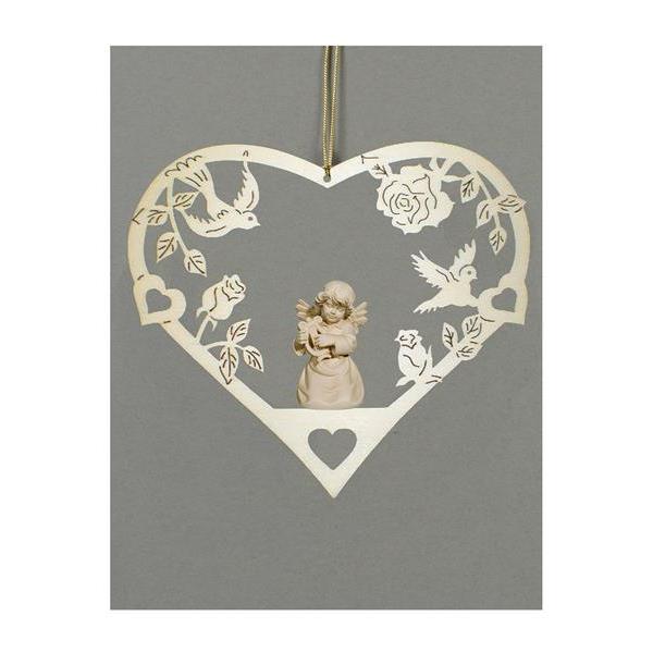 Heart-Bell angel with lyre - natural