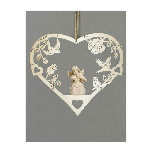 Heart-Bell angel with violin - natural