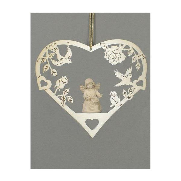 Heart-Bell angel with drum - natural