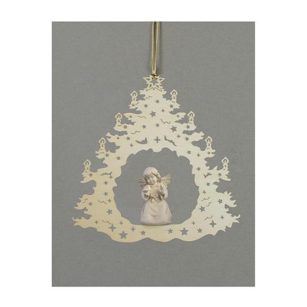 Christmas tree-Bell angel with bird - natural