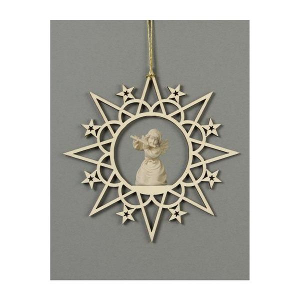 Star with clouds-Bell angel with flute - natural