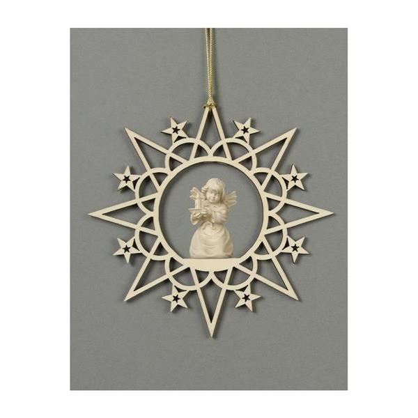 Star with clouds-Bell angel with candle-carrier - natural
