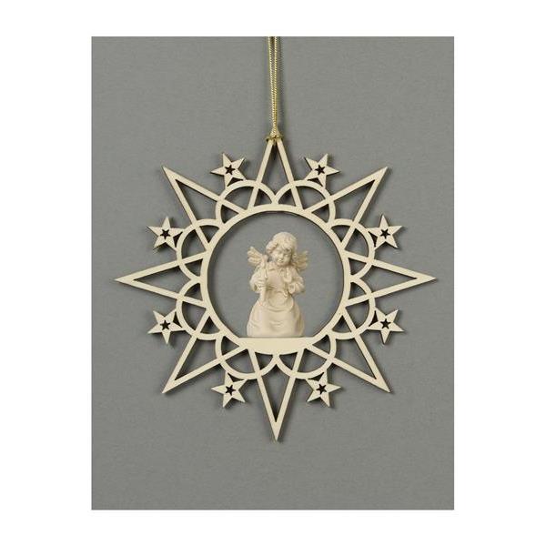 Star with clouds-Bell angel with candle - natural