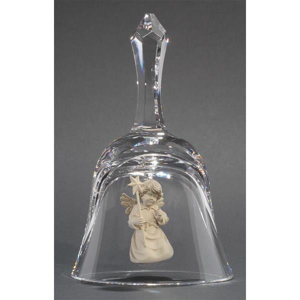 Crystal bell with Bell angel star - natural