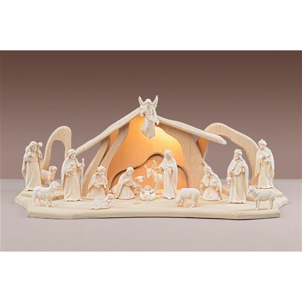 LI Set Light Nativity 16 figurines + Stable Light + lightning - natural