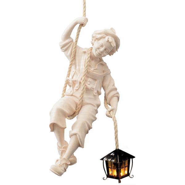 Boy rappeling with lantern - natural