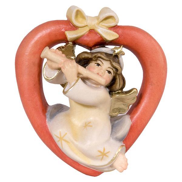 Christmas Angel with Recorder in heart - natural
