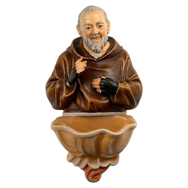 Father Pio Head-and-Shoulders with Holy Water Font - natural