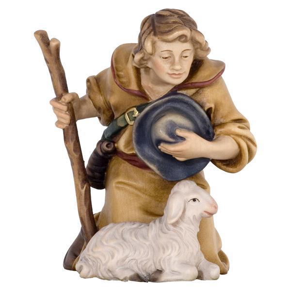 Kneeling Shepherd with Stick and Sheep - natural