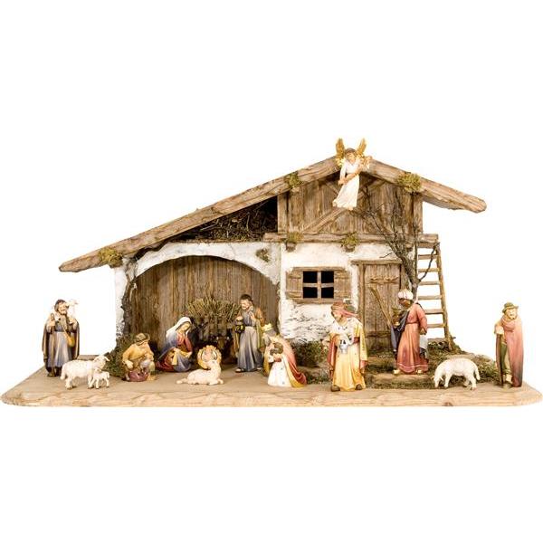 South Tyrolean Nativity Set, Set of 15 Figures - natural