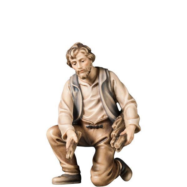 A-Kneeling farmer with firewood - color