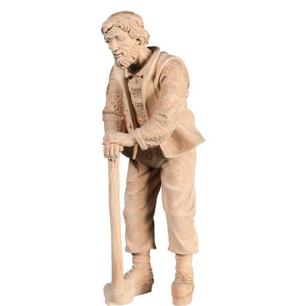 H-Old farmer leaning on walking stick - natural