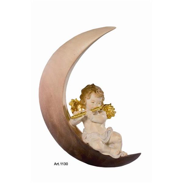Putto on the moon with flute - Acquarel