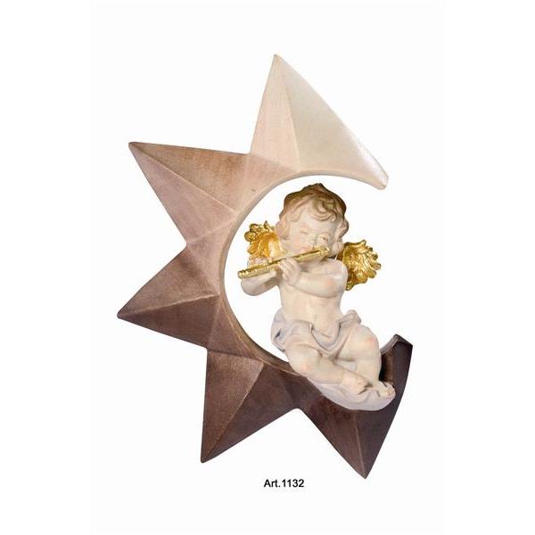 Angel on star with flute - Acquarel