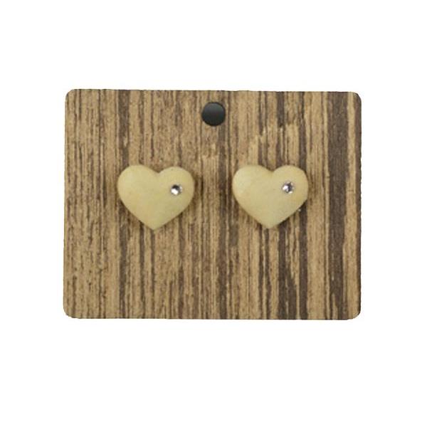heart earrings - natural with crystal