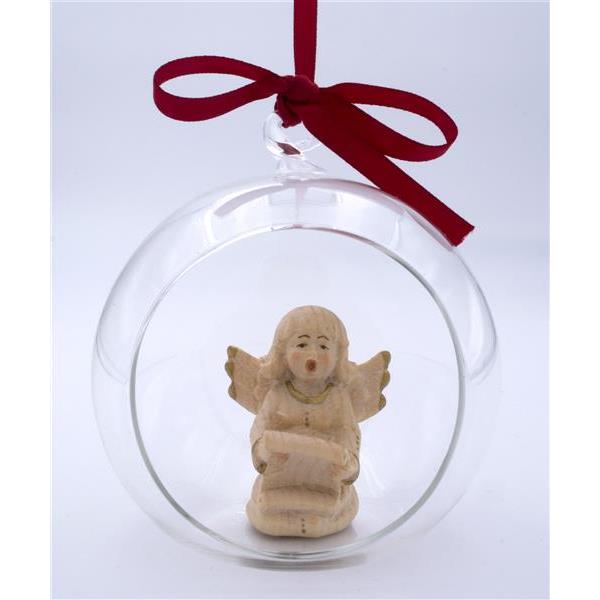 Angel singing in glass ball - wax polished gold decora.+face col.