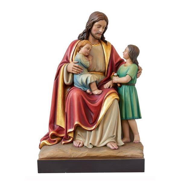 Jesus sitting with two children - Fiberglass Color