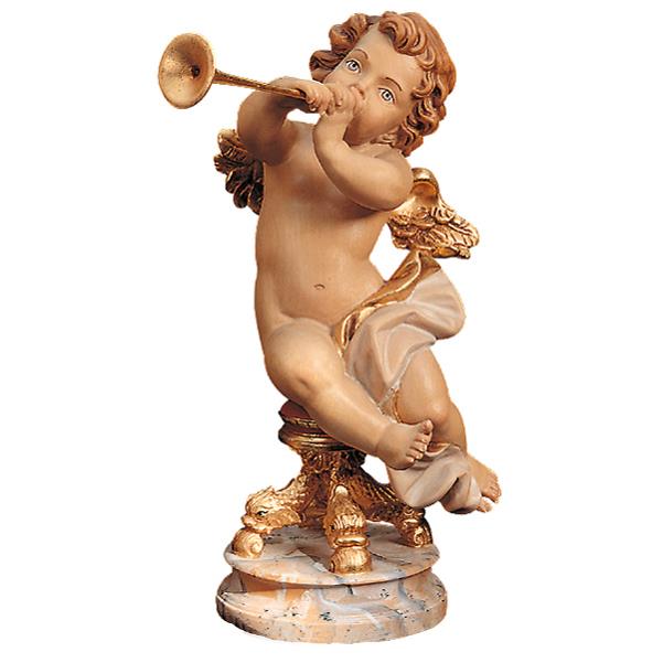 Sitting angel with trumpet 14.17 inch - color