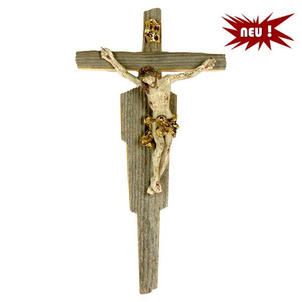 Body baroque on old wooden cross  - antique gold leaf