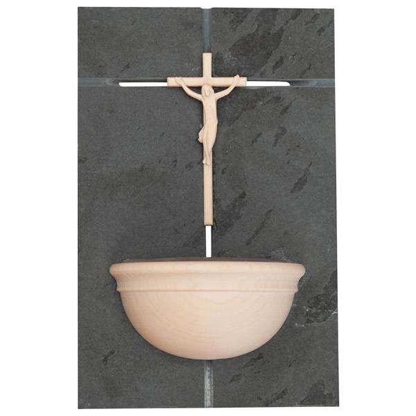 Holy water font of Slate stone with Crucifix - natural