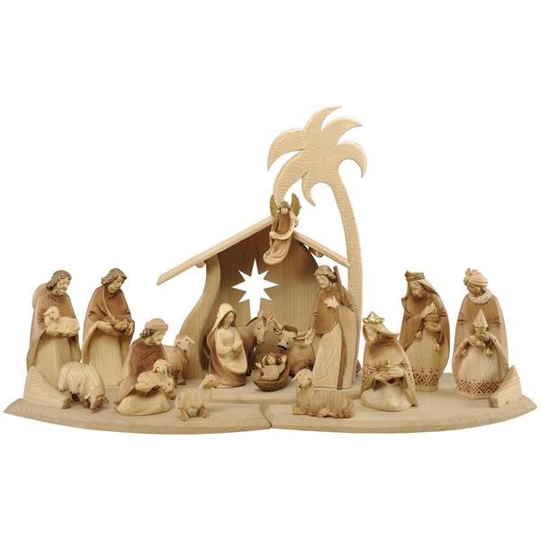 Crib Morgenstern 17 Figurines with stable and star - hued with Goldborders