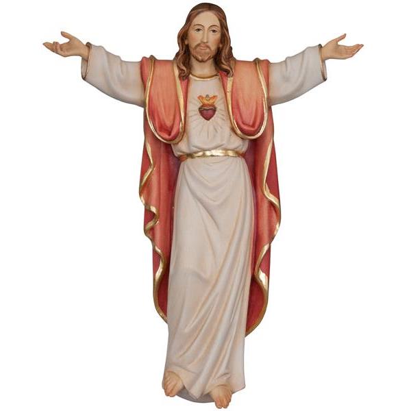 Sacred Heart of Jesus wooden statue wall - color