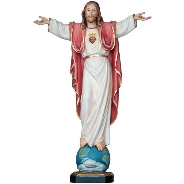 Sacred Heart of Jesus standing on top of the world - color