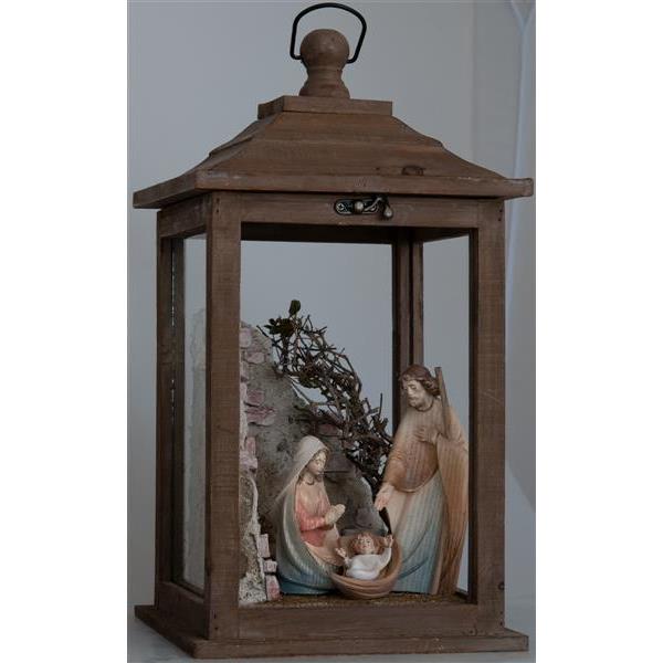 Wooden lantern with stable and family - Acquarel