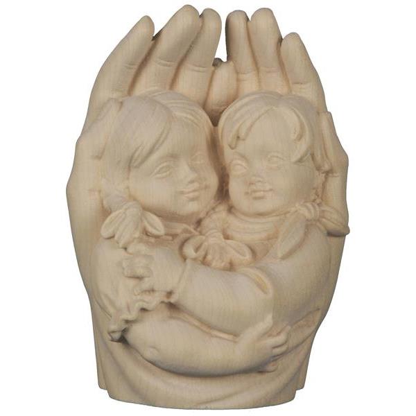 Protective hands with girl and boy - natural