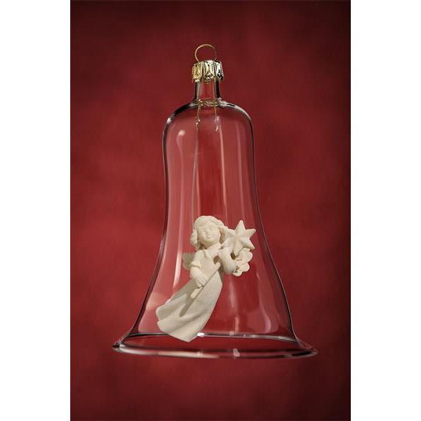 Glass bell with angel flying - natural