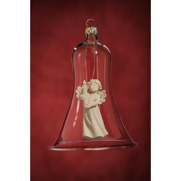 Glass bell with angel candle - natural