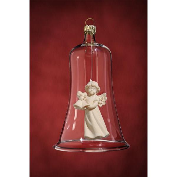 Glass bell with angel bells - natural