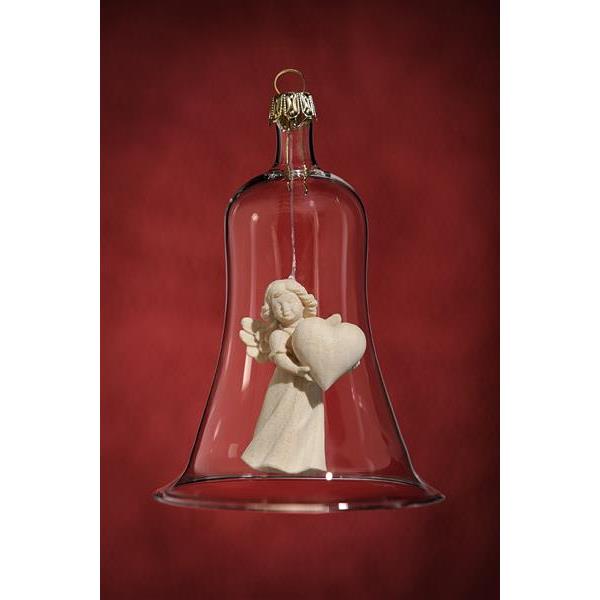 Glass bell with angel heart - natural