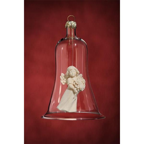 Glass bell with angel roses - natural