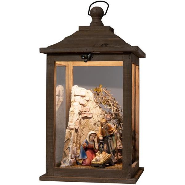 Wooden lantern with stable and family - color