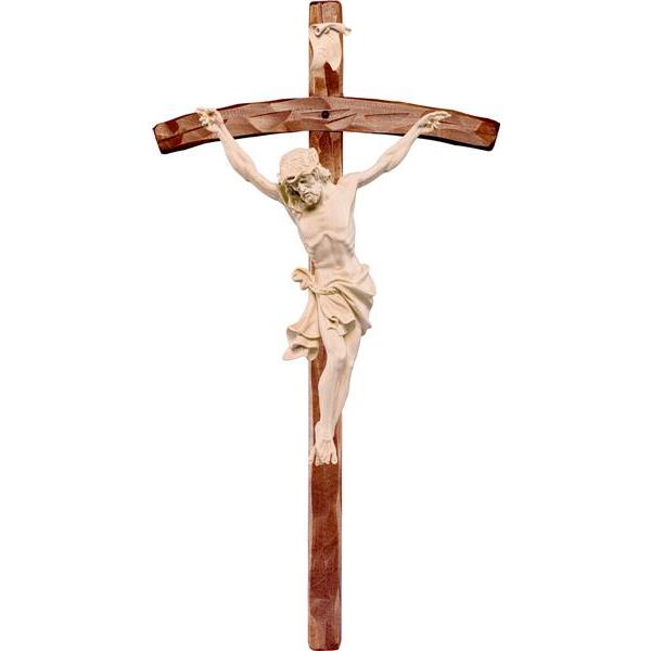 Christ of the Alps red with curved cross - natural