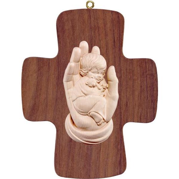 Cross with protecting hand girl - natural