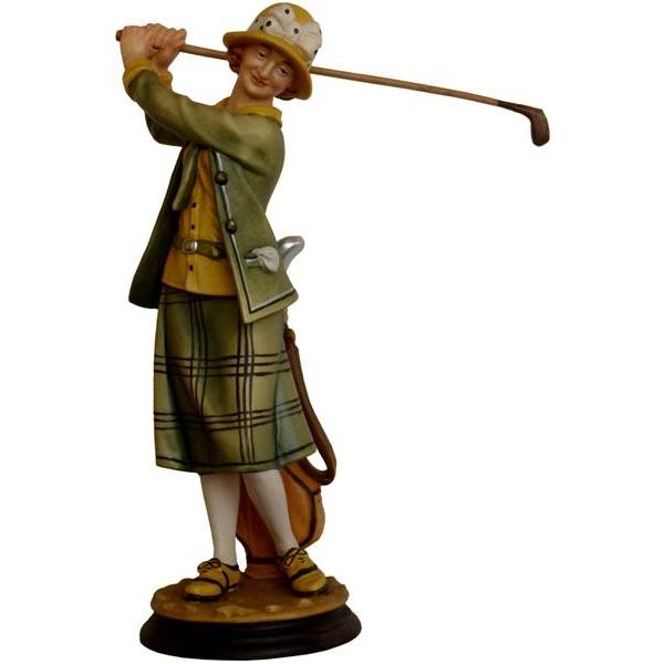 Nostalgie Golfspielerin mit Golfbag - color