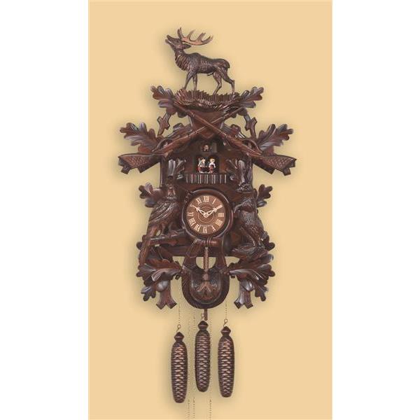 Cuckoo clock with music and dancing couple - Color brown