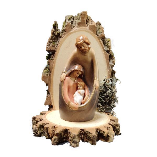 Nativity block modern on a round bark console - color