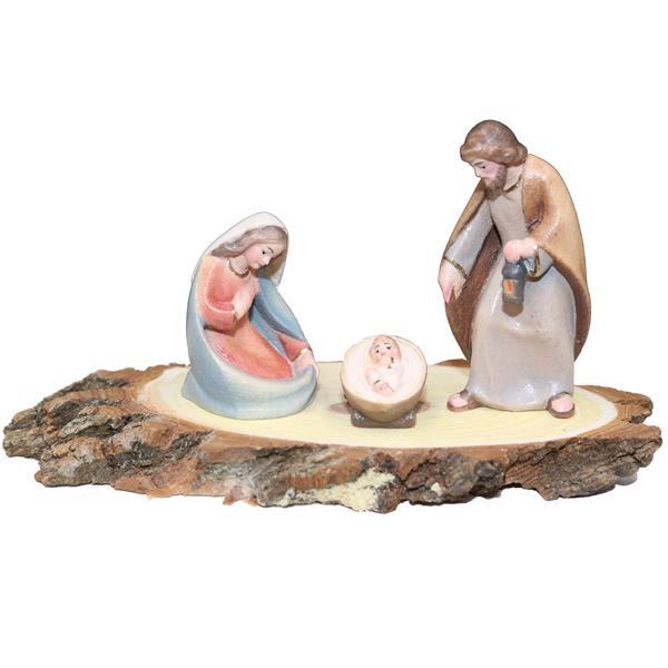 Nativity modern on oval bark base - color