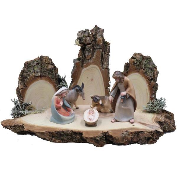 Stable "3 Cime" with Nativity, donkey and ox modern - color