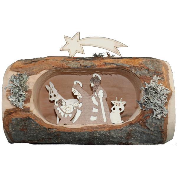 Tree trunk with comet and Nativity modern - natural