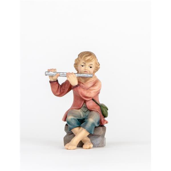 Sitting boy with flute - color