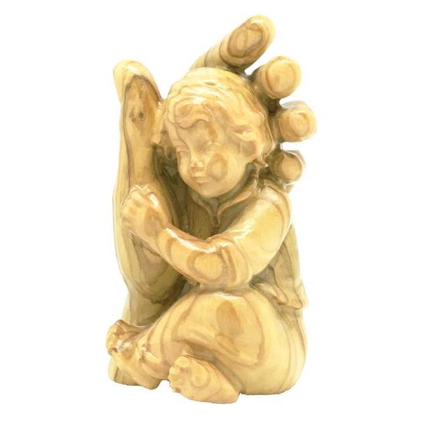 Guardian angel with boy - olive - natural